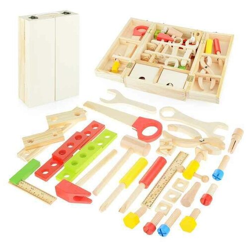 Детский набор деревянных инструментов в ящике 33 элемента, S+S Toys набор деревянных инструментов classic world в ящике