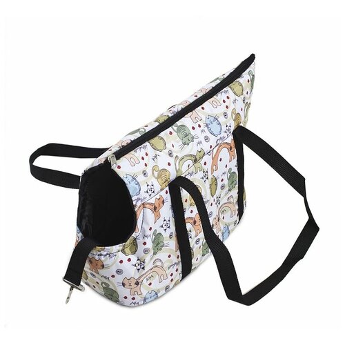 Сумка-переноска ZOLO 007 №4 Коты, бежевая 38х20х26см