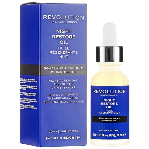 REVOLUTION SKINCARE Масло ночное восстанавливающее Night Restore Oil, 30 мл. клеточное ночное восстанавливающее масло skincode cellular overnight restoration oil 30 мл