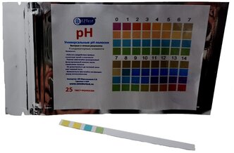 Тест-полоски с 4 индикаторными элементами для измерения pH в любых жидкостях и растворах. Экспресс-тест/ Тестовые полоски 25 шт.