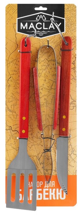 Набор для барбекю: лопатка, щипцы, нож, 35 см - фотография № 5