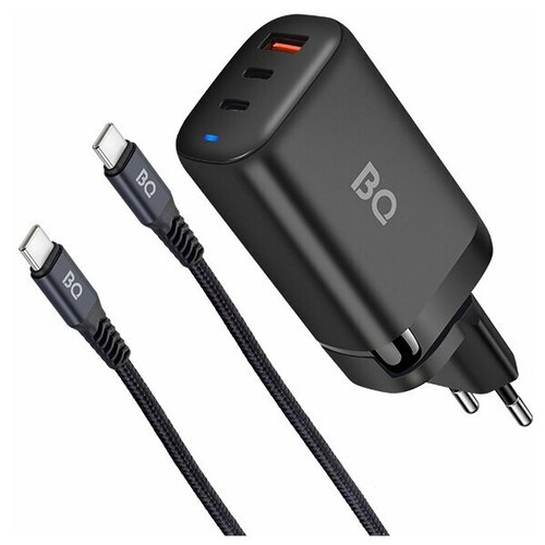 Сетевое зарядное устройство BQ charger 65W3A01 /3 порта 2 x Type-C + USB + кабель/черный