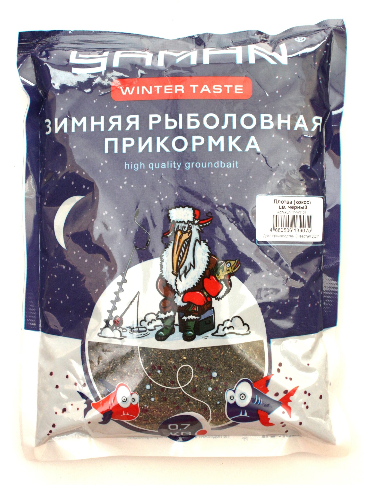 Прикормка Yaman Winter Taste Плотва зимняя (кокос) цв. чёрный 700 г