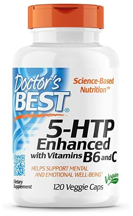 Doctor's Best 5-HTP Enhanced with Vitamins B6 & C 120 Veggie Caps