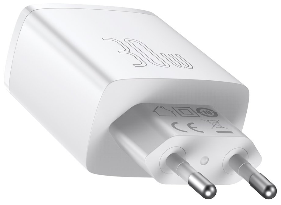 Зарядное устройство Baseus Compact Quick Charger 2xUSB USB Type-C 30W EU White CCXJ-E02