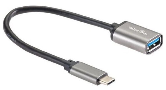 Кабель-адаптер Telecom Type-Cm --> USB 3.0 Af, OTG, 1,5A, 5,0Gbps, Alum grey 0,2m (TC409M)