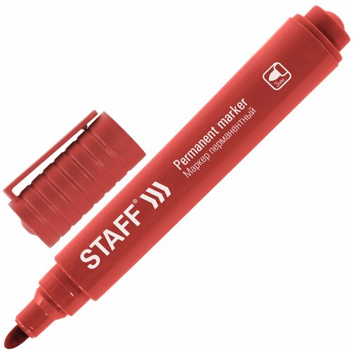 Маркер перманентный STAFF Basic Budget PM-125, красный, круглый наконечник 3 мм,152176