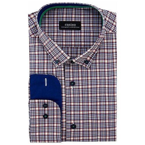 фото Рубашка мужская длинный рукав casino c255/156/207/z/b/1p, полуприталенный силуэт / regular fit, цвет бежевый, рост 174-184, размер ворота 40