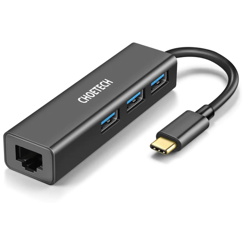 USB концентратор Choetech 4 в 1 (хаб), 3 x USB 3,0, RJ45 (HUB-U02)