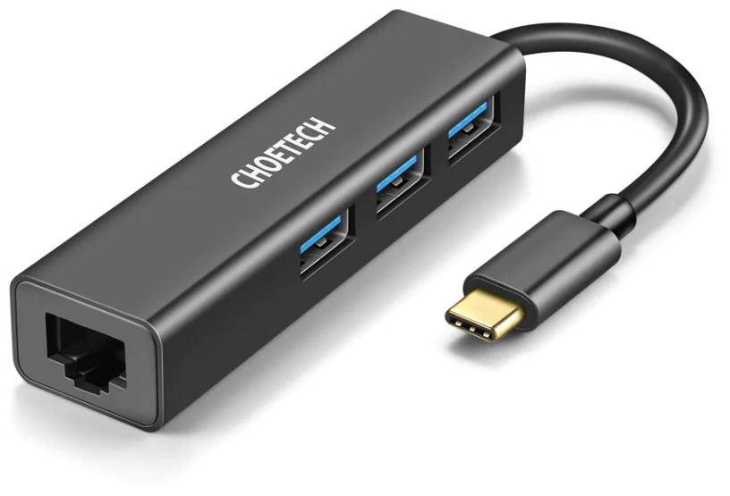 USB концентратор Choetech 4 в 1 (хаб), 3 x USB 3,0, RJ45 (HUB-U02)