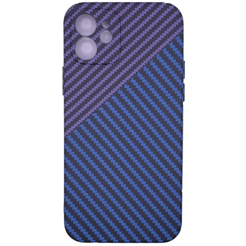 Чехол силиконовый LUXO для Apple iPhone 12, CARBON, фиолетово-синий