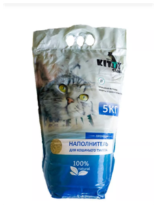 Фото Наполнитель комкующийся, бентонитовый Kitty Clean Премиум для кошачьего туалета. вес 5кг , впитывает до 12 л жидкости