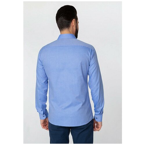 фото Рубашка мужская длинный рукав greg 223/131/2957/z/1, полуприталенный силуэт / regular fit, цвет голубой, рост 174-184, размер ворота 41
