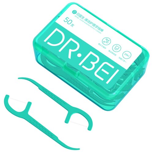 Купить Зубная нить-зубочистка Xiaomi Dr.Bei Dental Cleaning Floss Stick (50 штук), Soocas, белый, Полоскание и уход за полостью рта