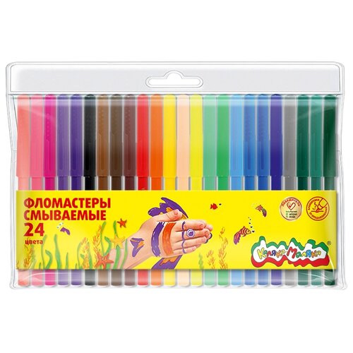 Каляка-Маляка Фломастеры 24 цв. Каляка-Маляка, блист. упак., кругл. корп., ФКМ24, 7 шт.