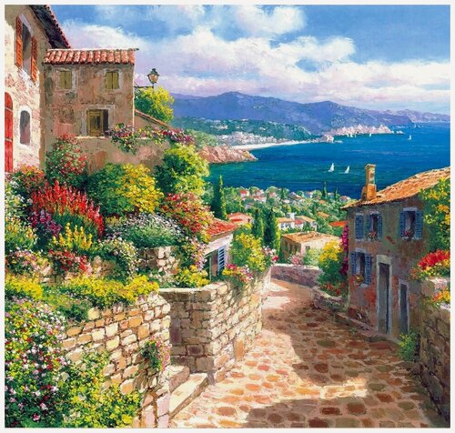 Изображение товара Фотообои Уютная стена "Улица спускающаяся к морю" 280х270 см Виниловые Бесшовные (единым полотном)