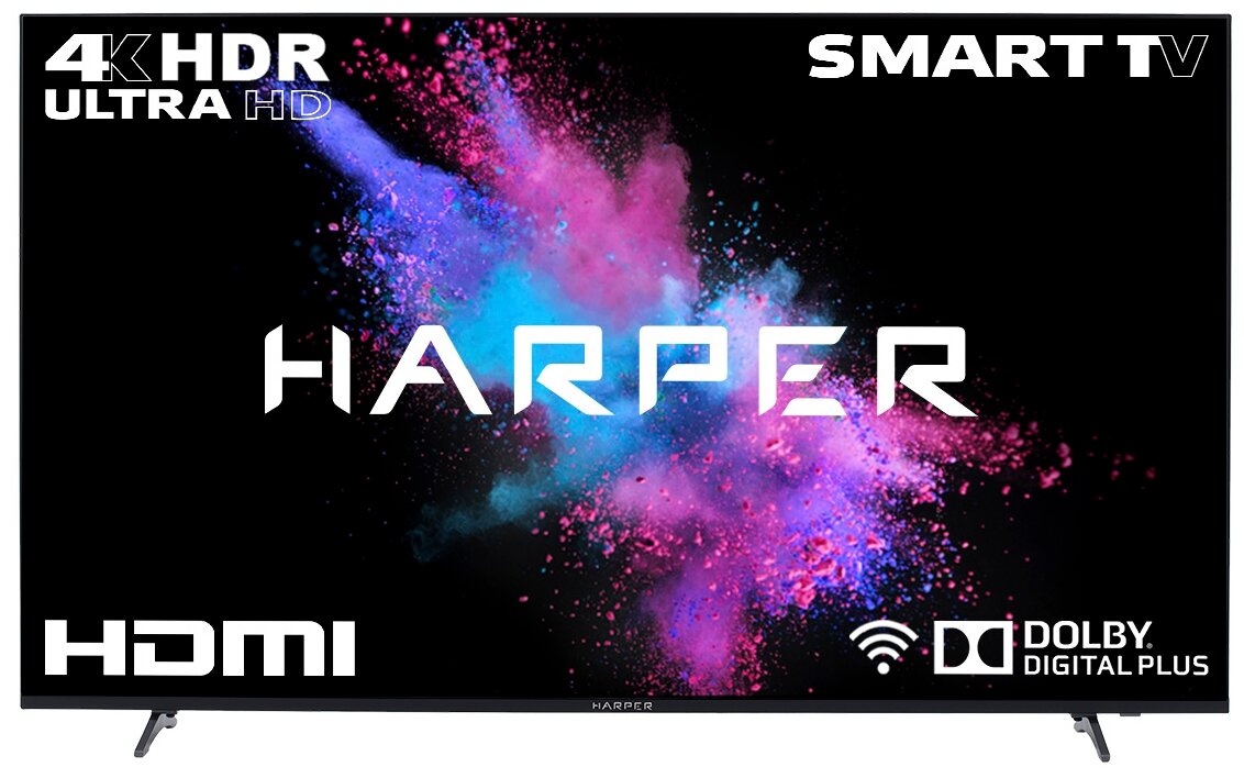 телевизоры HARPER 50U750TS Ultra HD 4K (3840 x 2160); Наличие цифрового тюнера: T2/S2; SMART; Габариты упаковки (ШГВ): 1240x17