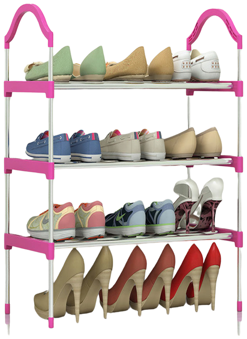 Полка для обуви / Обувница / Этажерка для хранения обуви 56х26х62 см, розовая