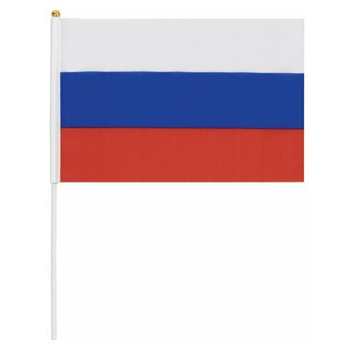 Флаг России ручной 20х30 см без герба с флагштоком BRAUBERG/STAFF 550181, 20 шт