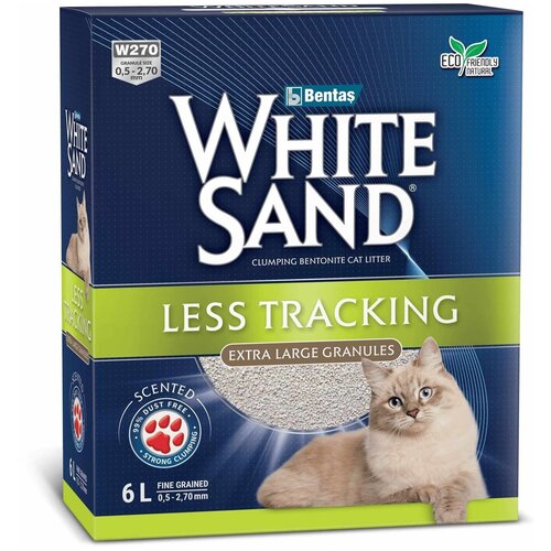 cats way box white cat litter unsented natural less track наполнитель для длинношерстных кошек коробка 10 л White Sand комкующийся наполнитель Не оставляющий следов с крупными гранулами, коробка 8,5 кг