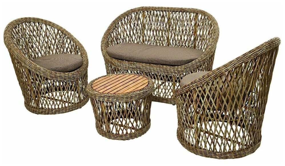 Комплект дачной мебели ФЕС (диван, 2 кресла, столик), искусственный ротанг, Kaemingk 988936/840495