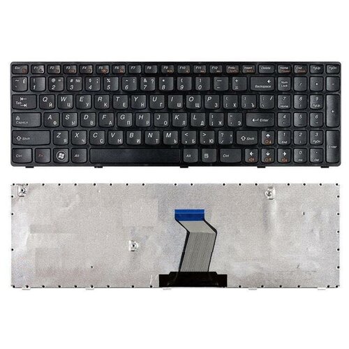 Клавиатура для ноутбука Lenovo IdeaPad B570 B580 V570 Z570 Z575 B590 черная с черной рамкой клавиатура zeepdeep для ноутбука lenovo z570 b570 b590 черная с черной рамкой плоский enter