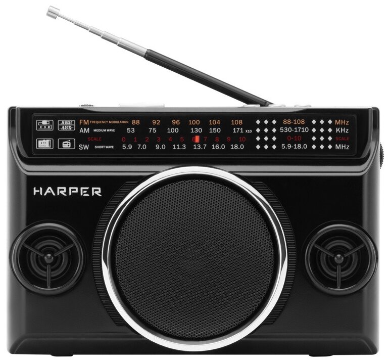 радиоприемник HARPER HRS-640 USB/SD/AUX черный - фото №1
