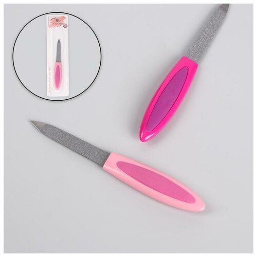 Пилка металлическая для ногтей, прорезиненная ручка, 12 см, цвет микс, Queen fair