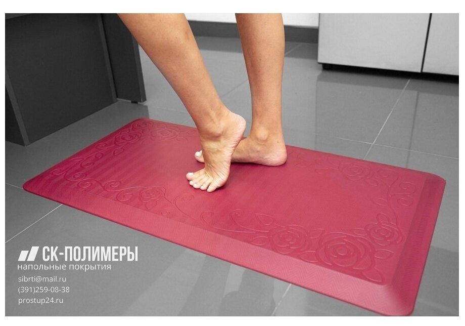 Коврик противоусталостный "Soft anti-fatigue mat" 510*990*20 мм СК- Полимеры красный