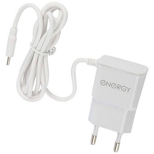 Зарядное устройство для телефона Energy ET-14, кабель Type-C, 1 А, белый