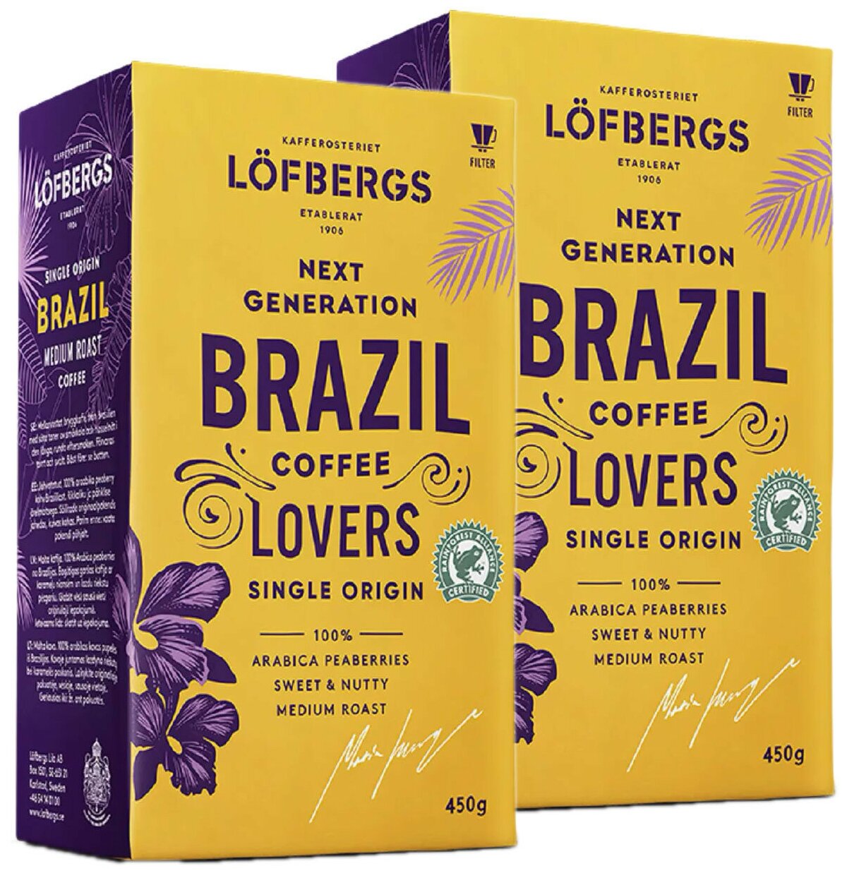 Кофе молотый Lofbergs Brazil Single Origin (моносорт Бразилия), 2x450г - фотография № 1