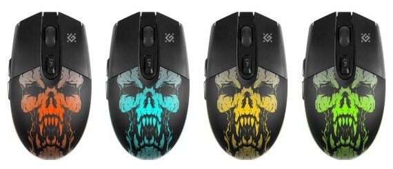 Мышь игровая беспроводная Defender Beta GM-707L LED6D400 mAh1600dpi бесшумная подсветка встроенный АКБ