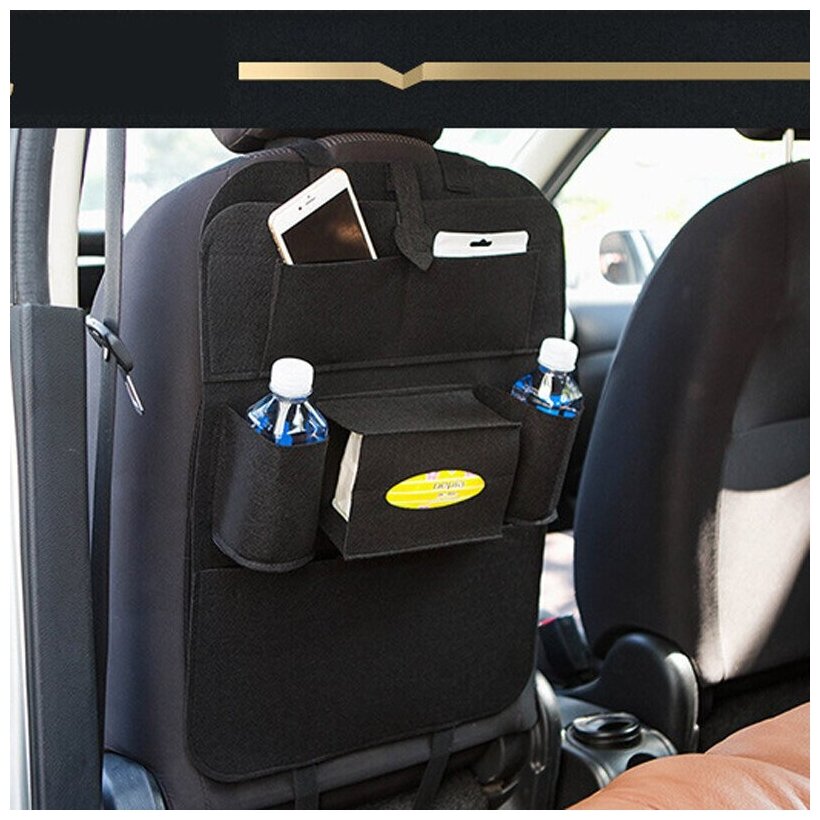 Органайзер 35 х 55 см на спинку сиденья авто / Автомобильный чехол на сиденье с карманами / Защита сидений авто