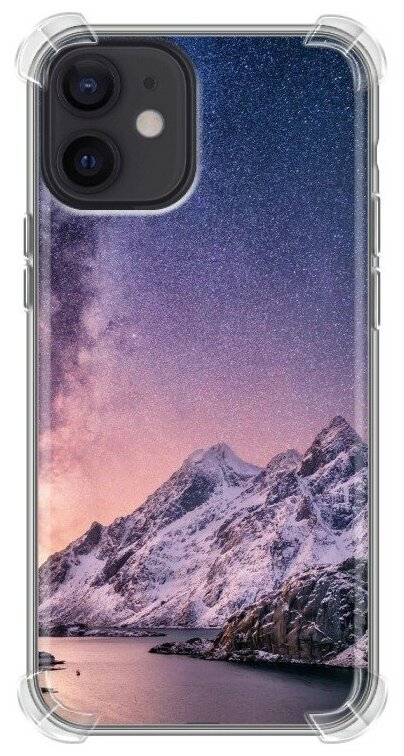 Дизайнерский силиконовый с усиленными углами чехол для Айфон 12 мини / Iphone 12 Mini Горы