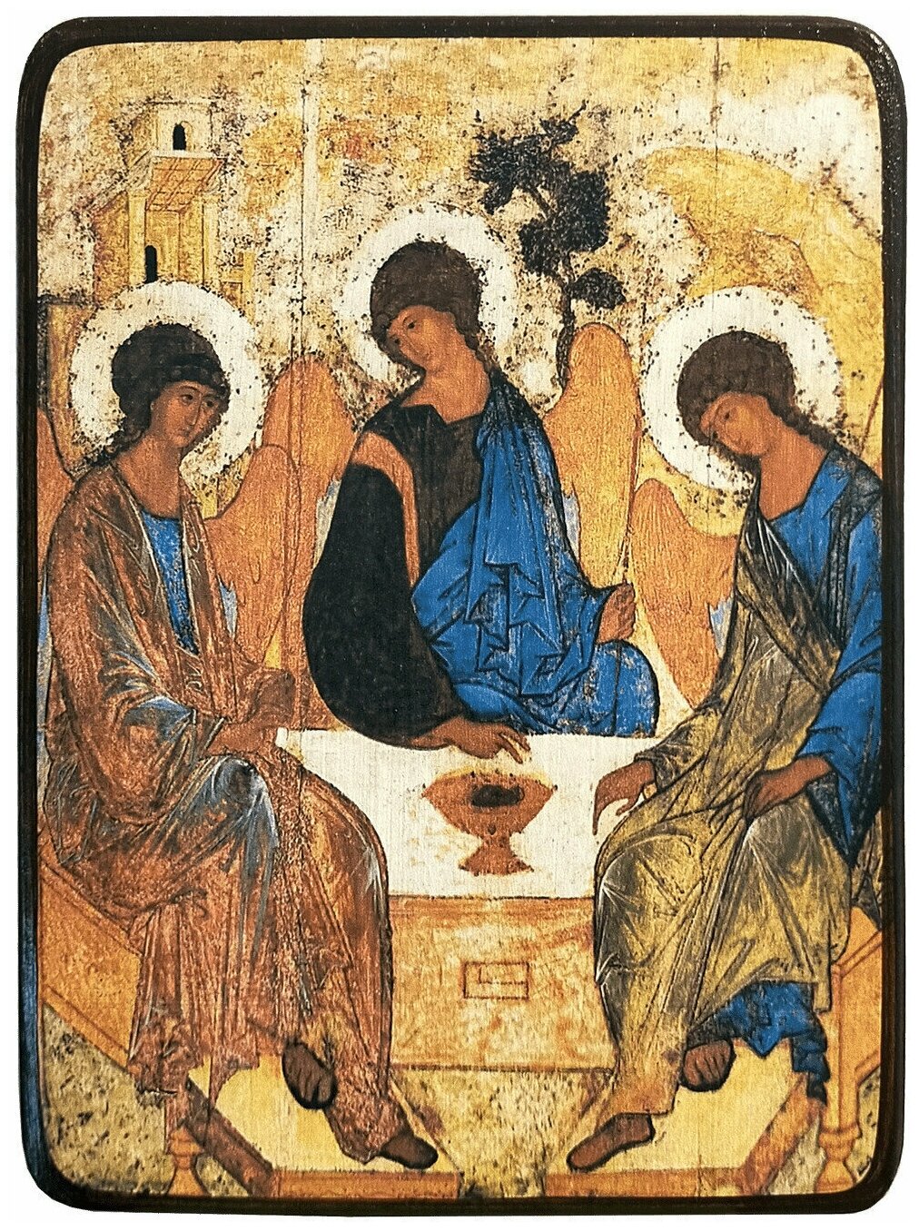 Икона Святая Троица Ветхозаветная (А. Рублев), размер 6 х 9 см