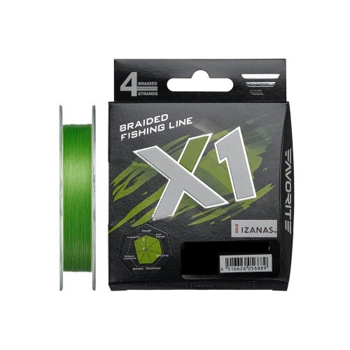 Шнур Favorite X1 PE 4X 150m Light Green #2.5/0.26mm 16.4kg/35lb