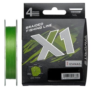 Шнур Favorite X1 PE 4X 150m Light Green #0.4/0.104mm 3.5kg/8lb