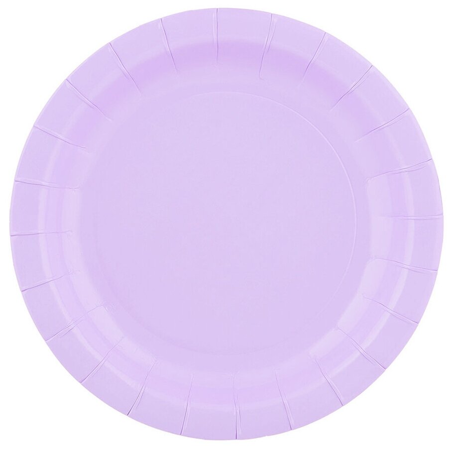 Тарелки бумажные Riota для праздника и пикника Пастель фиолетовая, 17 см, 6 шт