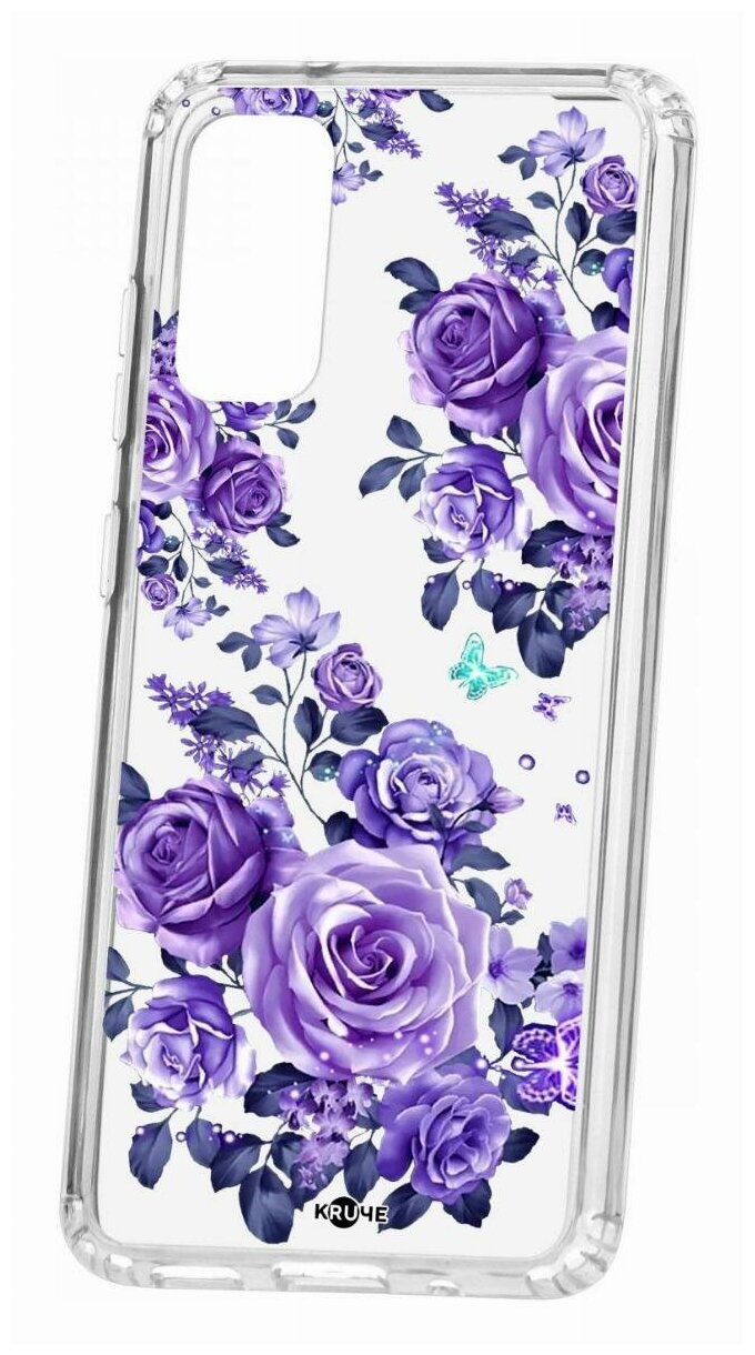 Чехол для Samsung Galaxy S20 Kruche Print Roses, пластиковая накладка, силиконовый бампер с защитой камеры, противоударный прозрачный кейс с рисунком