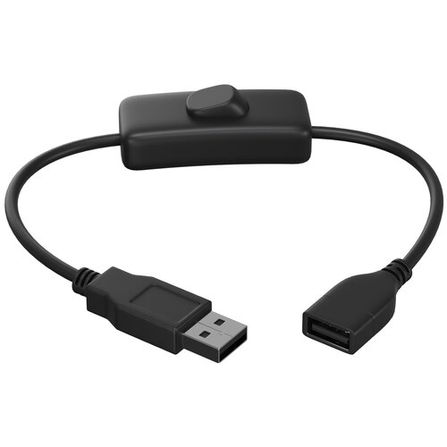 кабель питания usb для coinkite Кабель удлинитель переходник USB GSMIN RTS-02 2А с выключателем 30 см (Черный)
