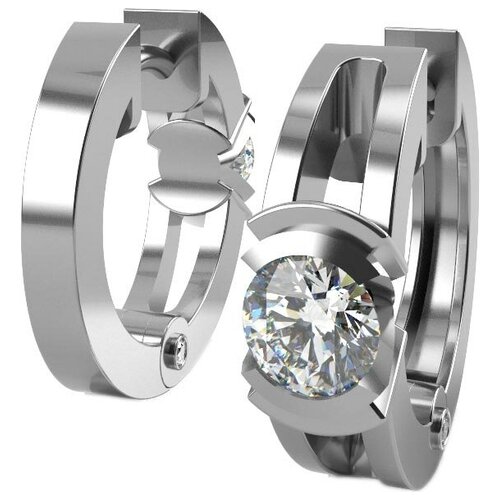 Серебряные классические серьги Graf Кольцов FJ-S36/S c фианитом