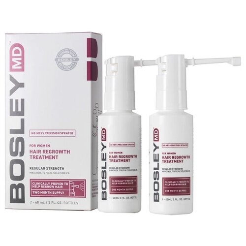 Bosley MD усилитель роста волос для женщин 2% /For Women Hair Regrowth Treatment 2% Dropper 60 ml x 2 60 мл*2 с распылителем