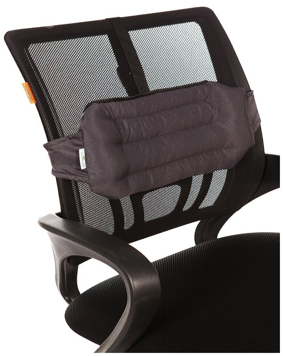 Ортопедическая подушка на стул Smart Textile для поддержки спины из гречишной лузги На спинку кресла под поясницу. Цвет серый - фотография № 6