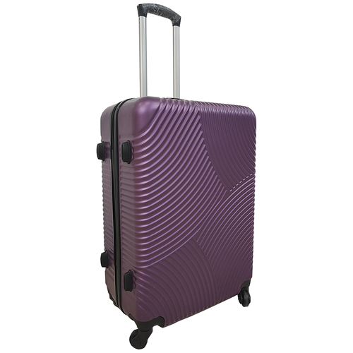 Чемодан, чемодан на колесиках , размер M, пластиковый чемодан цвет фиолетовый , прочный чемодан