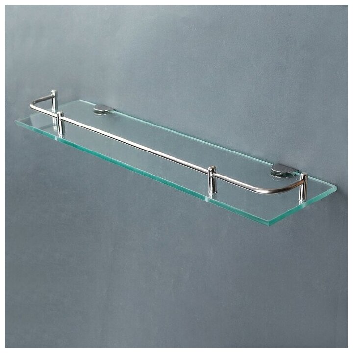Полка для ванной комнаты, 40х11,5х4 см, металл, стекло (1 шт.)