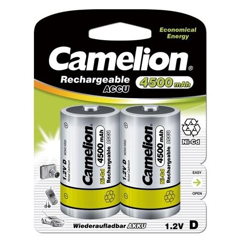 D- 4500mAh Ni-Cd BL-2 (, аккумулятор,1.2В), CAMELION NC-D4500BP2 (12 шт.) батарейки аккумулятор camelion тип aa 2500mah 1 2в 2 шт в упаковке