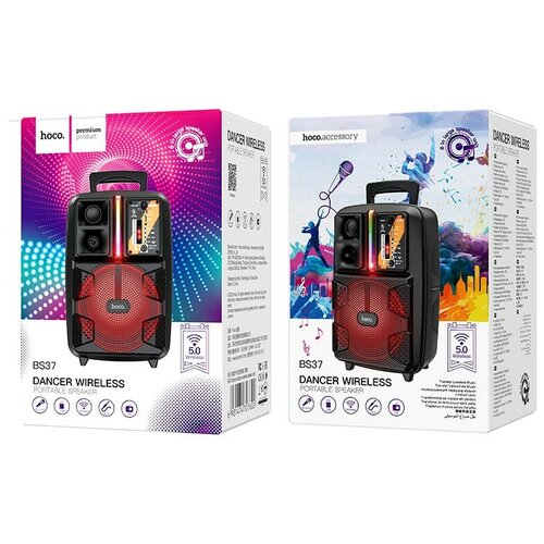 Портативная колонка Hoco BS37 10 Вт 1800 мАч BT50 microSD USBAUXFM микрофон черная 518900₽