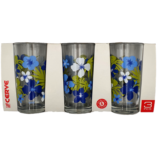 Набор стаканов универсальный Cerve, Голубые цветы, 250мл