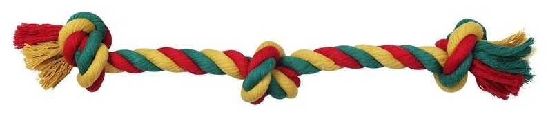 Игрушка (Сибирский Пёс) Грейфер цветная верёвка 3 узел D 30/560 мм для собак
