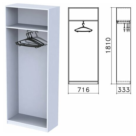 Шкаф (каркас) для одежды "Бюджет" (ш716*г333*в1810 мм), серый 030, 402878, ш/к 74530